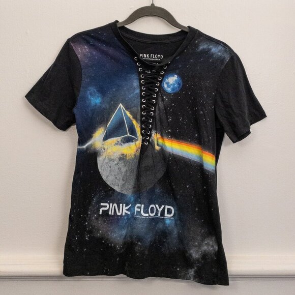 Pink Floyd Dark Side of the Moon Lace-Up Tee – Size S | Vintage-Inspired - Picture 1 of 3